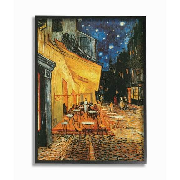 Stupell Industries Café Terrace at Night Traditional Van Gogh Painting Framed Wall Art Design by Vincent Van Gogh