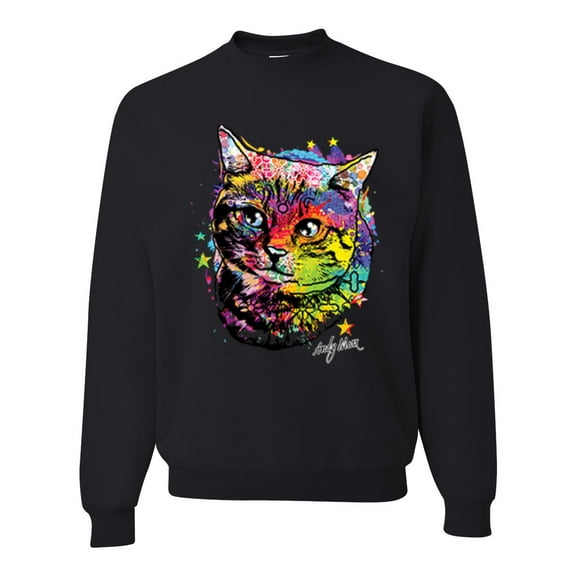 Wild Bobby, Cute Colorful Rainbow Cat Animal Lover Unisex Crewneck Graphic Sweatshirt, Black, Small