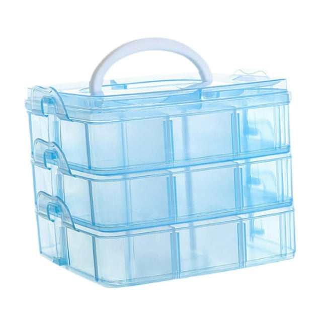 Caja organizadora de 18 rejillas, organizador de cuentas, caja de almacenamiento, contenedor, caja de almacenamiento de joyería para aparejos de pesca Azul