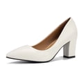 thumbnail image 2 of Xucatan Women's Pointed Toe Block Heel Pumps, Chunky High Heel Dress Shoes with Cushioned Insole, Faux Leather Comfortable Work Flats, Versatile Solid Color Design for Office Daily Gift, 2 of 7