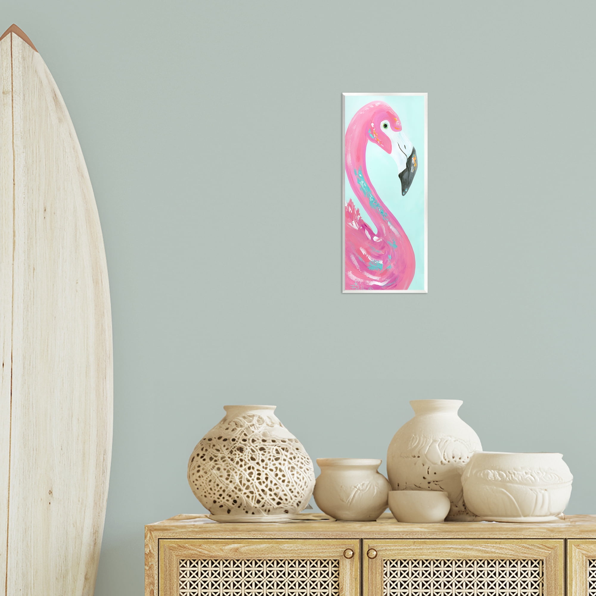 Stupell Industries Odd Flamingo Portrait Animals & Insects Painting Unframed Art Print Wall Art, 7 x 17