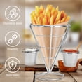 thumbnail image 2 of Soporte para palomitas de maíz, soporte para papas fritas, cesta de postres para restaurante, soporte para salsas y patatas fritas, utensilios de cocina cónicos de acero inoxidable., 2 of 8
