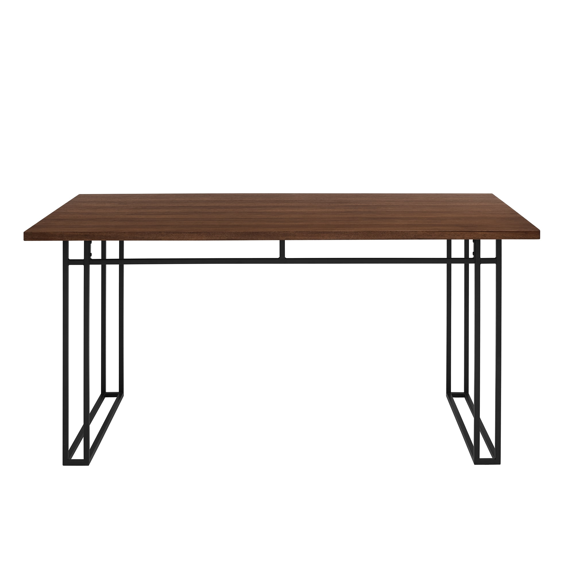 Manor Park Modern 59.75 in x 35.75 in x 30 in Metal Dining Table, Walnut/Black