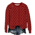 thumbnail image 5 of VEKDONE Women’s Polka Dot Print Sweatshirt Long Sleeve Crewneck Casual Pullover Tops Loose Fit Lightweight Basic Sweatshirts, 5 of 7