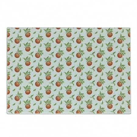 

Tangerine Cutting Board Continuous Pattern with Hand Drawn Mandarins on Leafy Branches Decorative Tempered Glass Cutting and Serving Board in 3 Sizes by Ambesonne