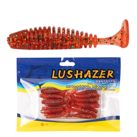 YATAV T-Shap Tail Swimbaits Soft Plastic Fishing Lures Swim Baits for Bass Fishing 20pcs with Box Soft Plastic Swimbaits for Bass Trout Crappie Lures Kit for Saltwater Freshwater(Red)