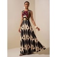 thumbnail image 3 of Black Geometric Print Sleeveless Maxi Dress For Summer Festival, Vacation, Beach, Street Style, 3 of 8