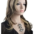 thumbnail image 3 of Black Blue Bio-Abstract Tiered Pendant Silver Tone Statement Choker Necklace, 3 of 5