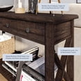 thumbnail image 3 of BELLEZE Modern Farmhouse Industrial Style Console Table With Drawers, Cutout Sides, Storage Shelf, Open Style Versatile Accent Furniture - Veropeso (Espresso), 3 of 6
