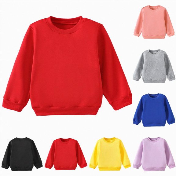larppty Toddler Baby Pullover Sweatshirt,Long Sleeve Infant Boy Girl Crewneck Active Tshirts (Red,5-6 Years)