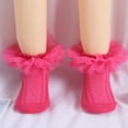 thumbnail image 1 of JUNWELL 1pair Girls‘ Mesh Lace Socks With Dancing Floral Pattern For Older Kids, 1 of 6