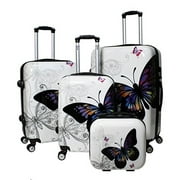 World Traveler Butterfly 4-Piece Hardside TSA Locking Luggage Set