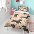 thumbnail image 4 of Dachshund and Flower Duvet Cover and Pillowcase Set for Single Bedding, Bedroom Accessories for Kids Teens, 4 of 5