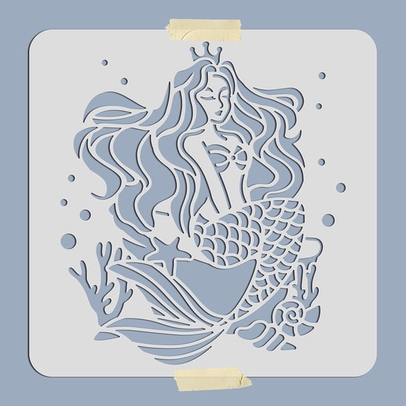 1pc PET Hollow Out Drawing Painting Stencils for Scrapbook Photo Album Mermaid Pattern 300x300mm