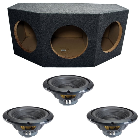 Alpine Rear Angle Sealed Triple 12" W12S4 Loaded Subwoofer Sub Box Enclosure 750W RMS 4 Ohm