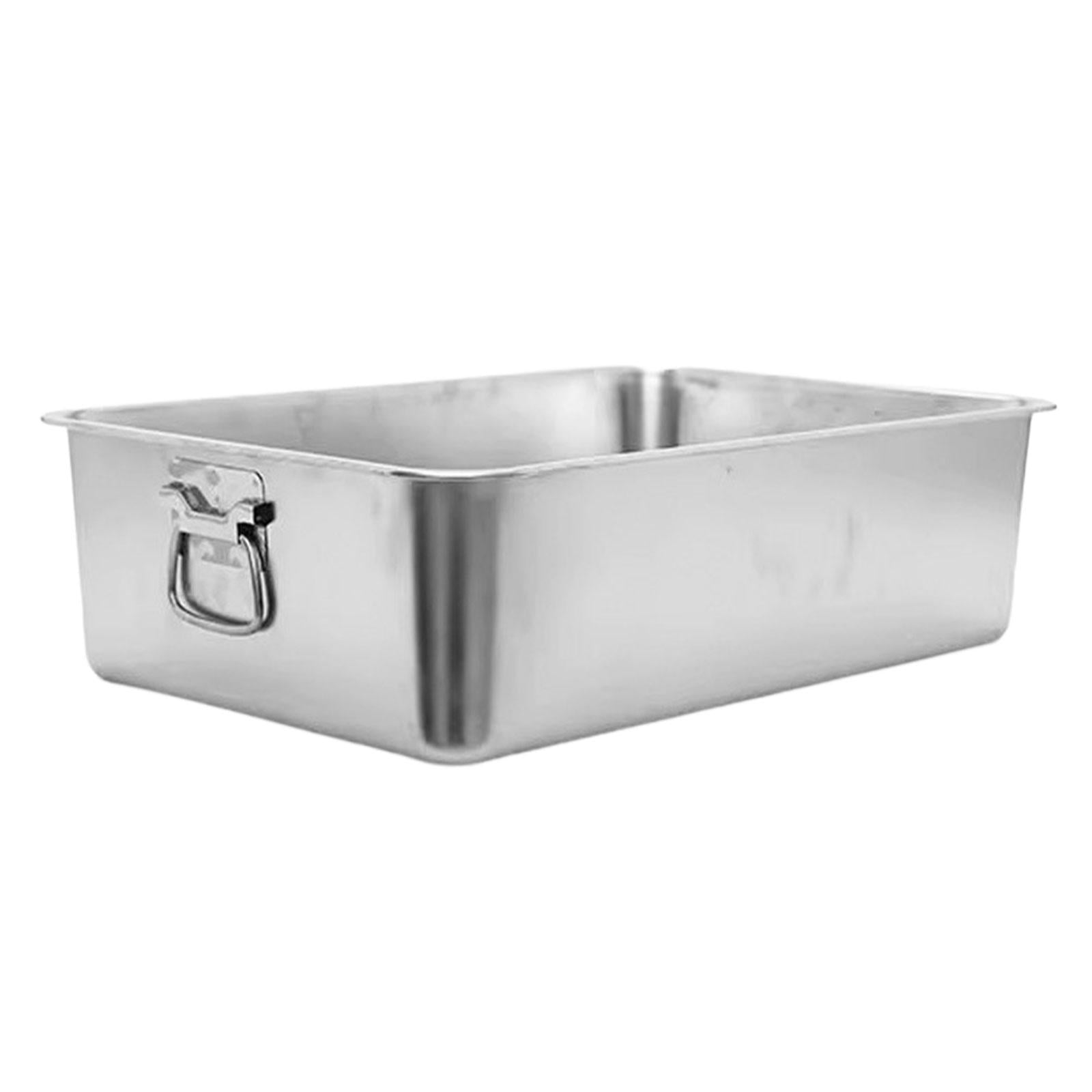Bvdfgk Stainless Steel Cat Litter Box with Handle Kitten Potty Sturdy Scratch Resistant 45cmx35cmx10cm