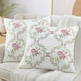 thumbnail image 2 of Home Soft Things Embroidery Canvas Throw Pillow Cover Pillow Case 2 Piece Set - Rose - Light Pink - 20" x 20", 2 of 7