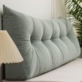 thumbnail image 1 of Genérico Triangular Pillow Headboard for Twin XL Beds: Corduroy Backrest with Storage Pocket | Ergonomic Wedge Cushion for Dorm Rooms & College Students (Green,King (79" W)), 1 of 7
