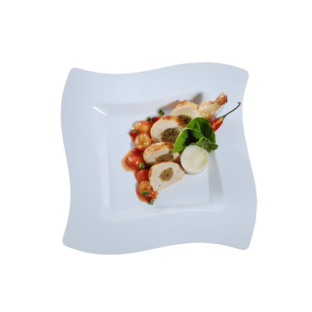 Fineline Settings Wavetrends Assiette Blanche à Vagues Carrées Style Chine 9 Pouces 120 Pcs