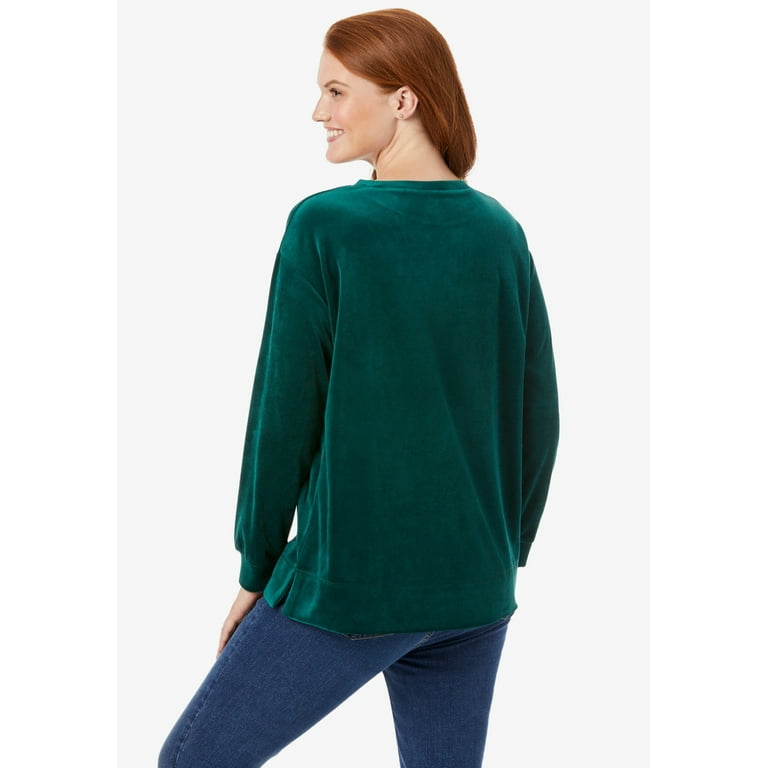Woman Within Women's Plus Size Plush Velour Tunic Sweatshirt