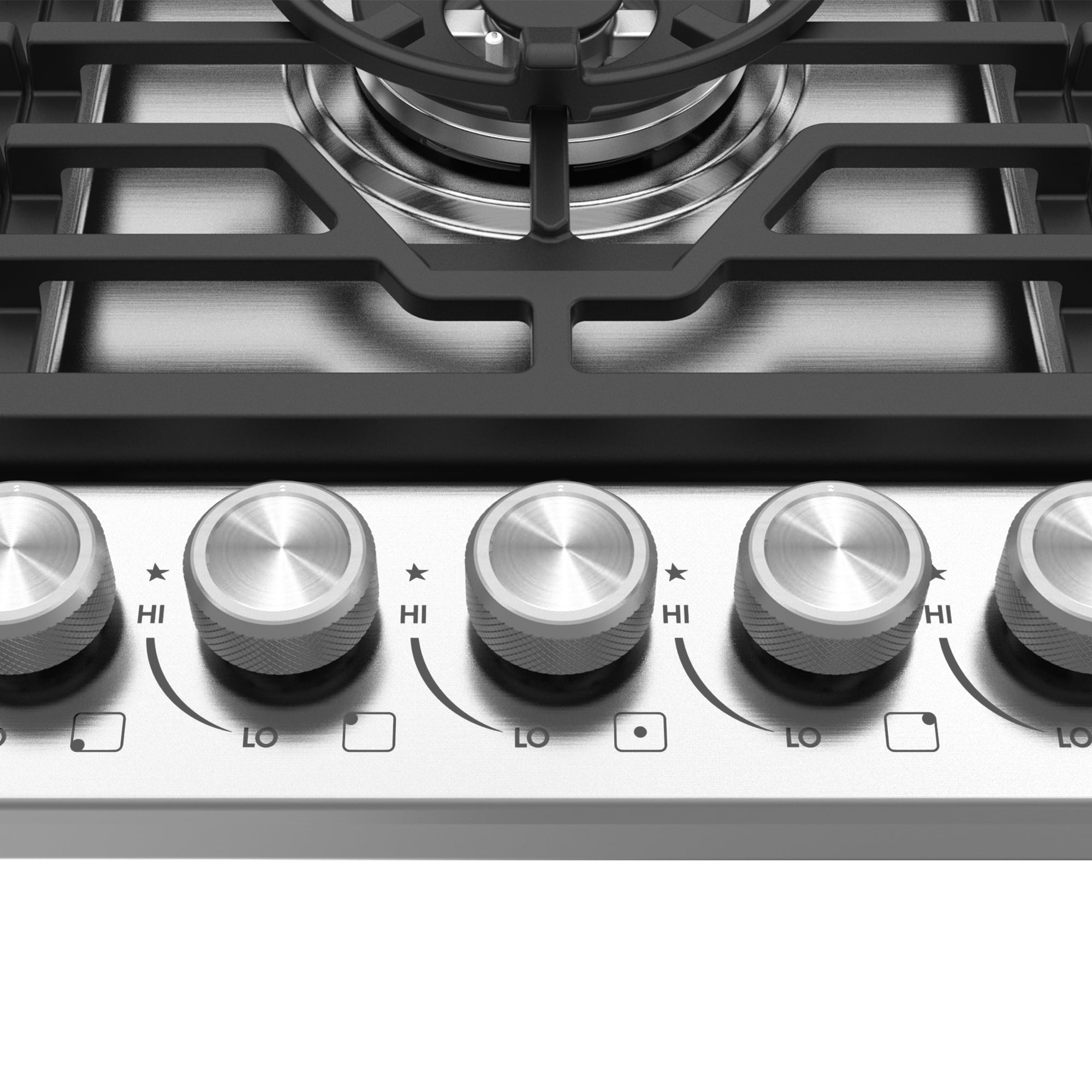 Cosmo 36 in. Vista Collection Drop-in Gas Cooktop with 5 Burners, Metal Knobs in Stainless Steel