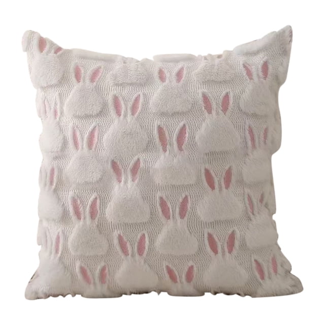 Fiudx Funda de Almohada con Diseño de Conejos de Pascua, Cojín Acolchado de Felpa, Decoración para Sala de Estar, Un Toque Acogedor para El Hogar, Material de Fácil Cuidado.
