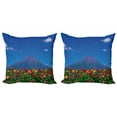 thumbnail image 1 of Mountain Throw Pillow Cushion Cover Pack of 2, Midsummer Blue Skies in a Highland Flowers Field Early Summer Outdoor Touristic, Zippered Double-Side Digital Print, 4 Sizes, Multicolor, by Ambesonne, 1 of 2