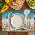 thumbnail image 4 of Starfish Placemats Set of 6, Coastal Coral Ocean Turquoise Brown Wooden Placemats for Dining Table, Place Mats for Kitchen Tabletop, Waterproof Wipeable Dining Table Mats Set, 4 of 9
