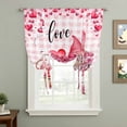 thumbnail image 2 of Valentine's Day Balloon Curtains for Living Room/French Door, Gnomes Love Roses Romantic Pink Plaid Tie Up Curtains 63 Inch Length Energy Saving Kitchen Curtains Shades for Windows 42"x63", 2 of 8