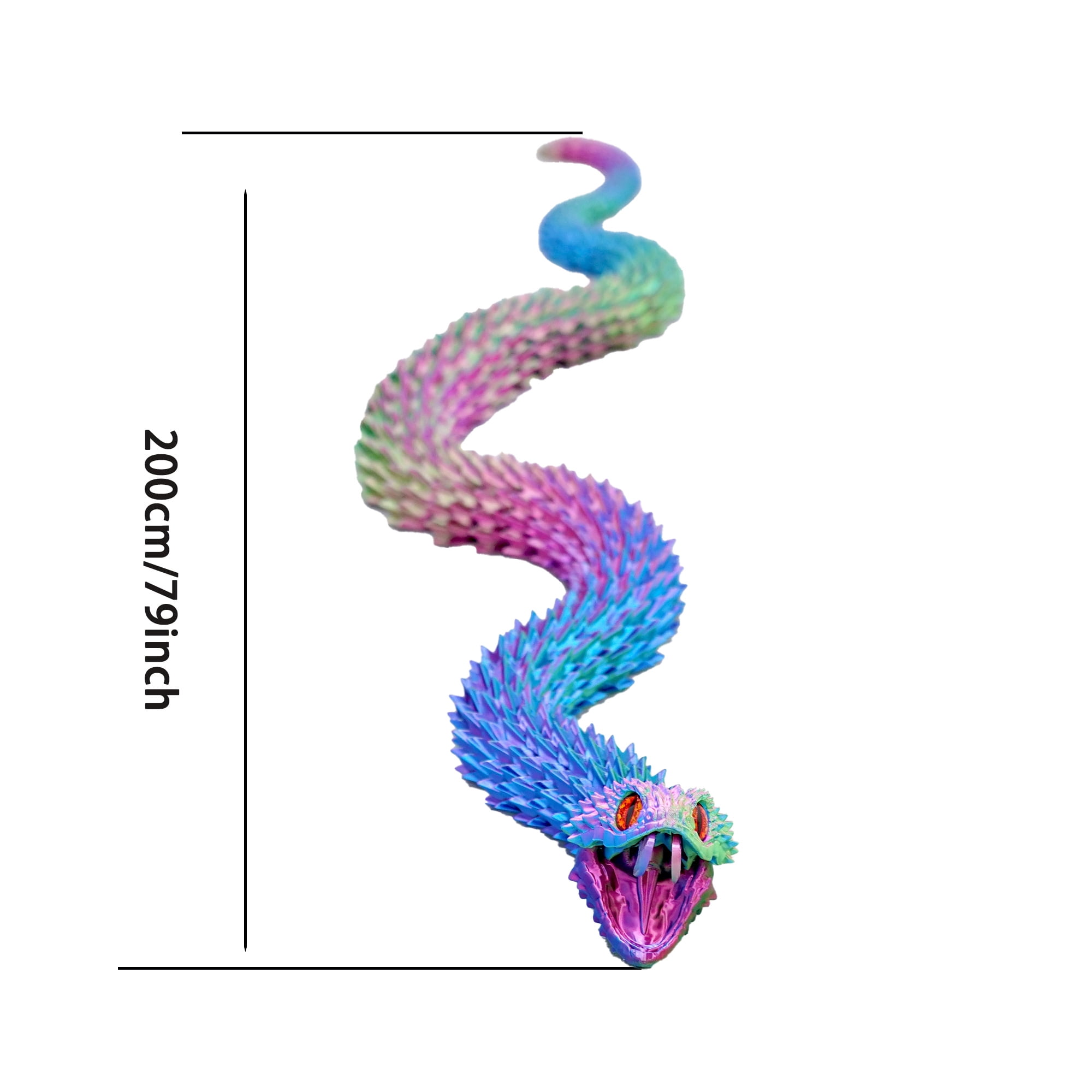 79inch Super Large 3D Printed Snake Models,Movable Teeth,Flexible