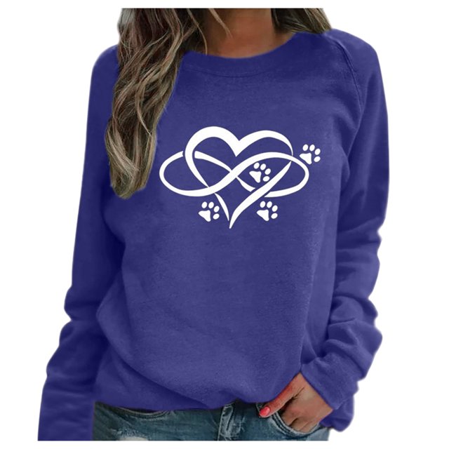 Hauts à Manches Longues pour Femmes Décontractés Impression Empreintes Raglan Chemises Blouses Hauts Décontractés Longs pour Femmes