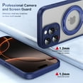 thumbnail image 4 of for iPhone 16 Pro Case with Stand, Support Magnetic Wireless Charger, Translucent Back, Magnetic Ring Holder & Protective Bumpers, Non-Yellowing Case with Camera Control Capture Button - Blue, 4 of 8
