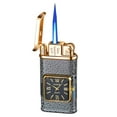 Moqsnm Metal Windproof Straight Blue Flame Inflatable Lighter With