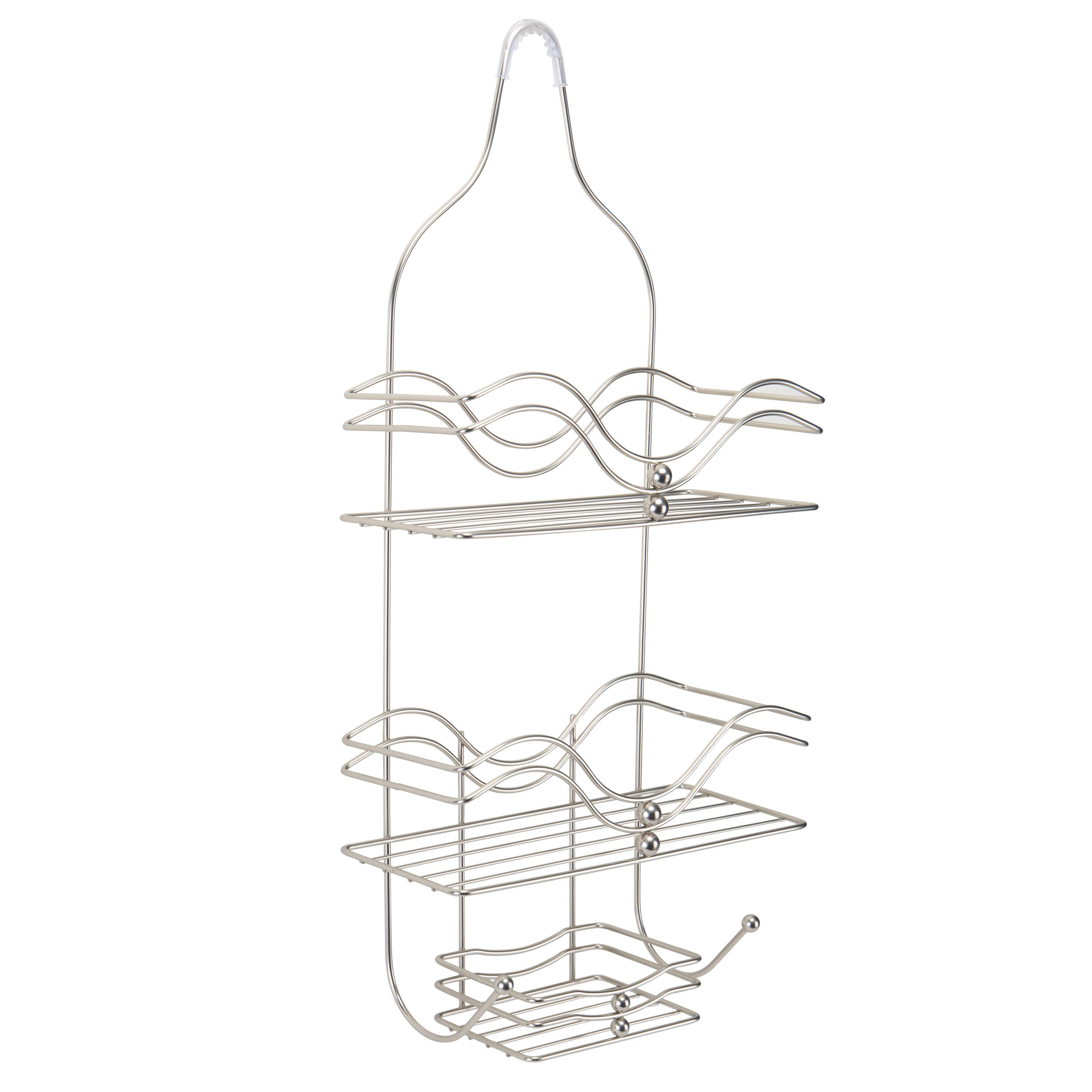 Bath Bliss Ocean Design Iron Shower Caddy in Satin Nickel