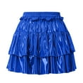thumbnail image 5 of EHRWE Women's Skirt Womens Metallic Skirt Shiny Flared Pleated Skirt Layered Ruffle Hem Mini Skirt Rave Skirt Carnival Festival Skirts for Women, 5 of 5