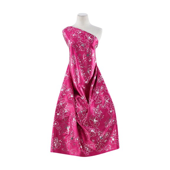 Zelouf Danielle Stretch Satin W/foil Print  , Sewing, DIY, Crafts Fabric by the Yard, 303 N.berry/sil, 3 Yard