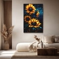 thumbnail image 4 of “Golden Sunflowers on Dark Blue Glowing Backdrop” Gothic Canvas Wall Art Ready to Hang for Living Room and Bedroom, 4 of 8