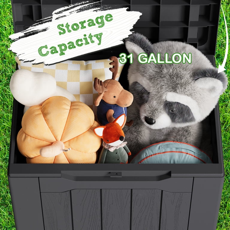 Homall 2-Pack 31-Gallon Resin Deck Box, Grey photo 4