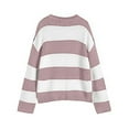thumbnail image 6 of Sale Clearance Baberdicy Women's 2024 Autumn and Winter Round Neck Long Sleeve Striped Sweater Border European and American Clothing Bell Sleeve Loose Sweater Women, 6 of 7