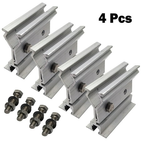 

GLFSIL 4Pcs Photovoltaic Solar Panels Clamp Silver Mounting Rail Accessories Aluminum