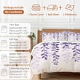 thumbnail image 6 of Plants Leaves Duvet Cover Set Twin Size, Farmhouse Style Gradient Purple Linen Texture 4 Piece Soft Microfiber Bedding Set with 1 Duvet Cover, 1 Flat Sheet, 2 Pillowcases, 6 of 9