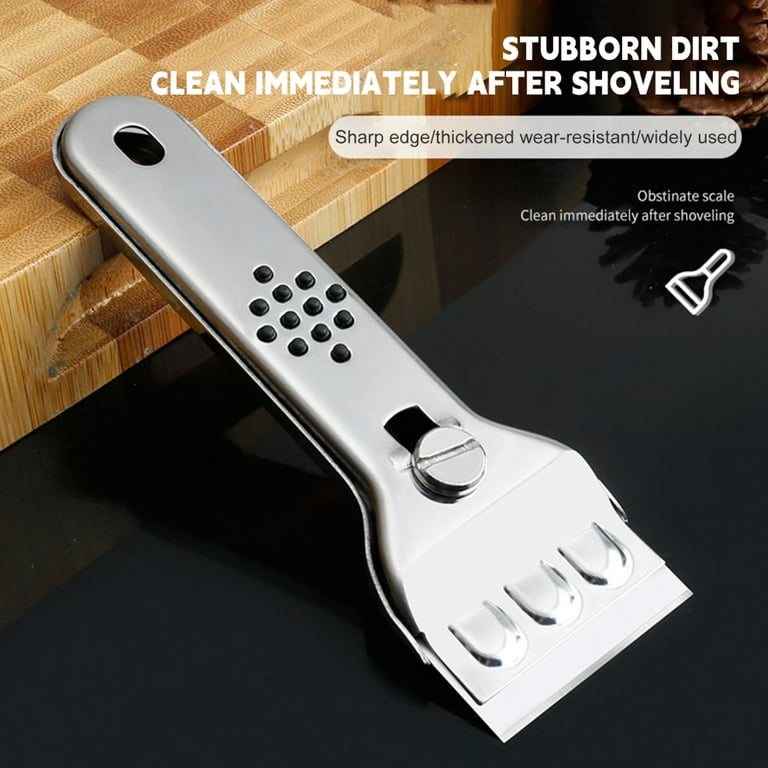 Kitchen Stainless Steel Cleaning Shovel Sharp Edge Hanging Space Saving  Squeegee for Kitchen Bathroom Cooktop Edge 