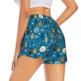 thumbnail image 3 of Xecao's Cute Colorful Owls And Trees for a double-layer running short for women, perfect for gym, tennis, and more, featuring a convenient pocket., 3 of 9