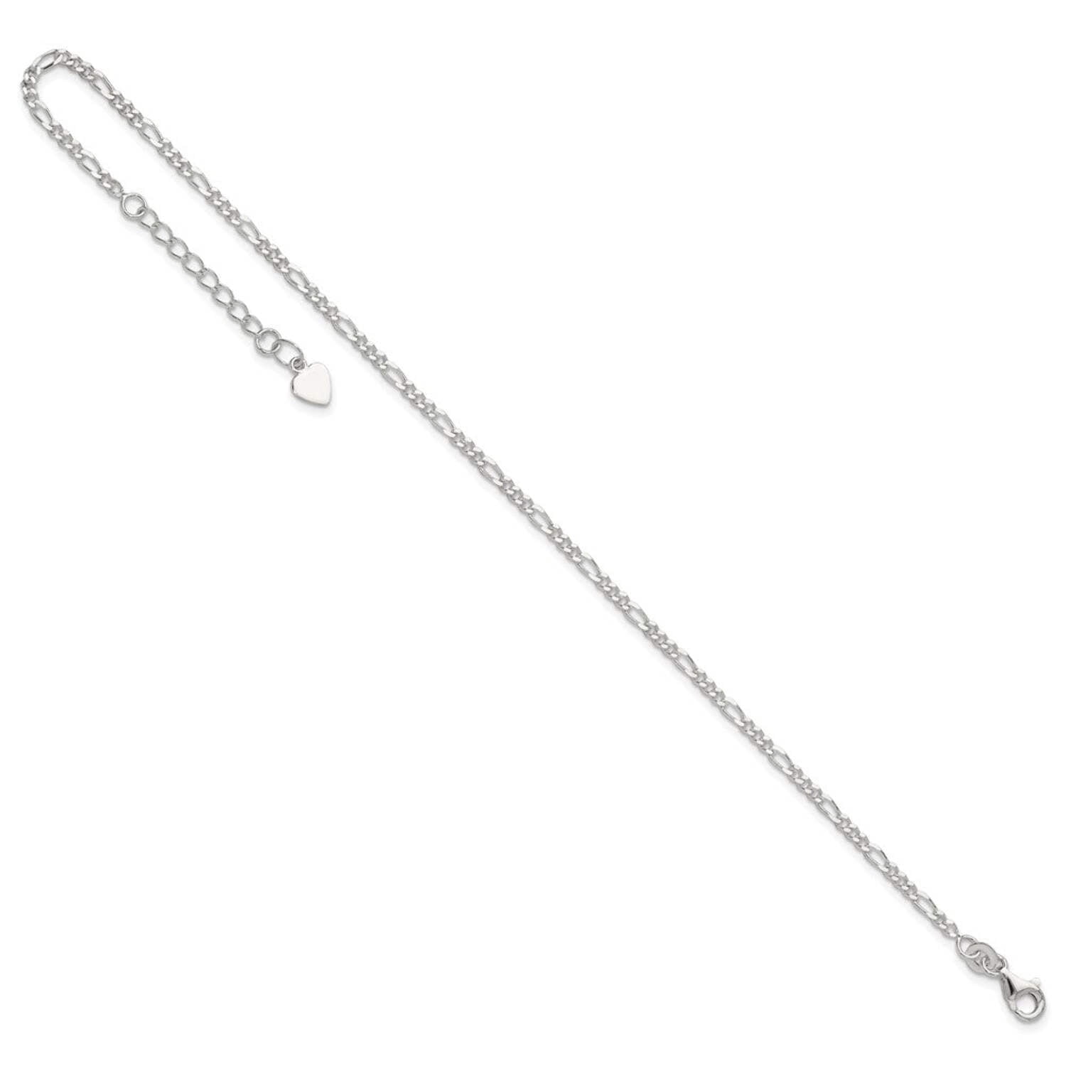 FJC Finejewelers Sterling Silver D/c and Polished Figaro Anklet