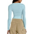 thumbnail image 2 of Women's Casual Basic Going Out Crop Tops Slim Fit Short Sleeve Crew Neck Tight T Shirts, 2 of 3