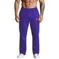 thumbnail image 2 of Mens Joggers with Pockets - Teen Boys Baggy Sweatpants, Drawstring Waist, Y2k Wide Leg Pants for Yoga & Gym Purple 2XL, 2 of 5