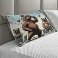 thumbnail image 2 of Ambesonne Bear Quilted Pillowcover, Funny Cool Cartoon Animal Gang, 30" x 20", Pale Blue Umber and Chocolate, 2 of 2