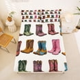 thumbnail image 5 of jejeloiu Colorful Cowboy Boot Pattern Full Size Sheets Kids,Western Fashion Print Bed Sheets,4 Pieces, 5 of 6