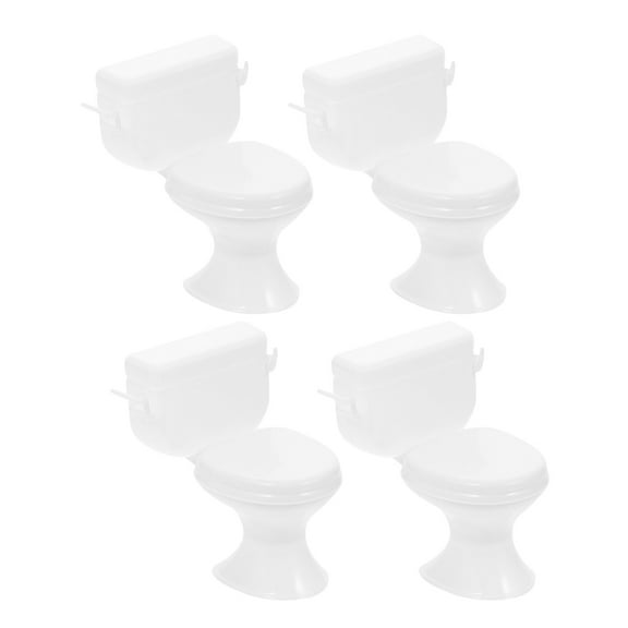 FRCOLOR 4pcs Toilet Seat Cake Topper Miniature Dollhouse Bathroom Furniture Tiny Toilet Toy for DIY Crafts and Mini Home Decor