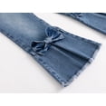 thumbnail image 6 of KIDSCOOL SPACE Little Girls Frayed Hem Jeans, 2-7T Toddler Fashion Bow-Knot Decorated Flare Denim Pants, Light Blue,18-24 Months, 6 of 6
